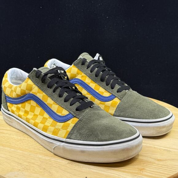 Vans old skool rally green checker sneaker shoes yellow blue sk8 men 11 main image 6